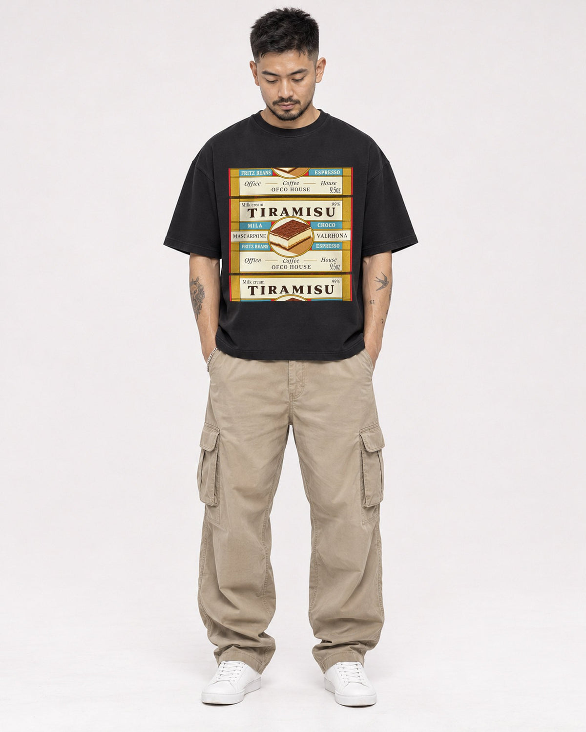 Mockup Boxy Heavyweight Tee Black male full-body 12