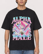Mockup Boxy Heavyweight Tee Black male close-up 06