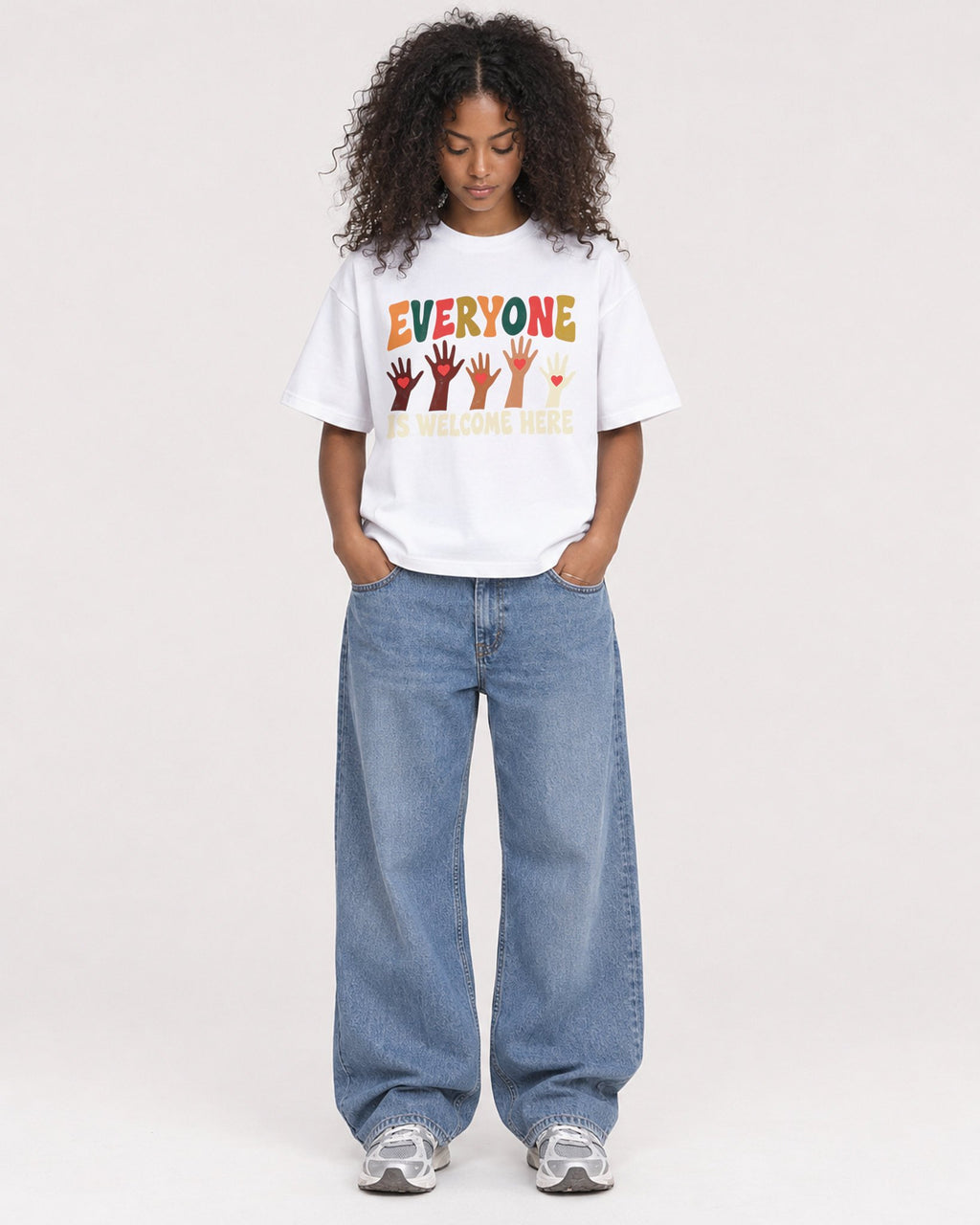 Mockup Boxy Heavyweight Tee White female full-body 05