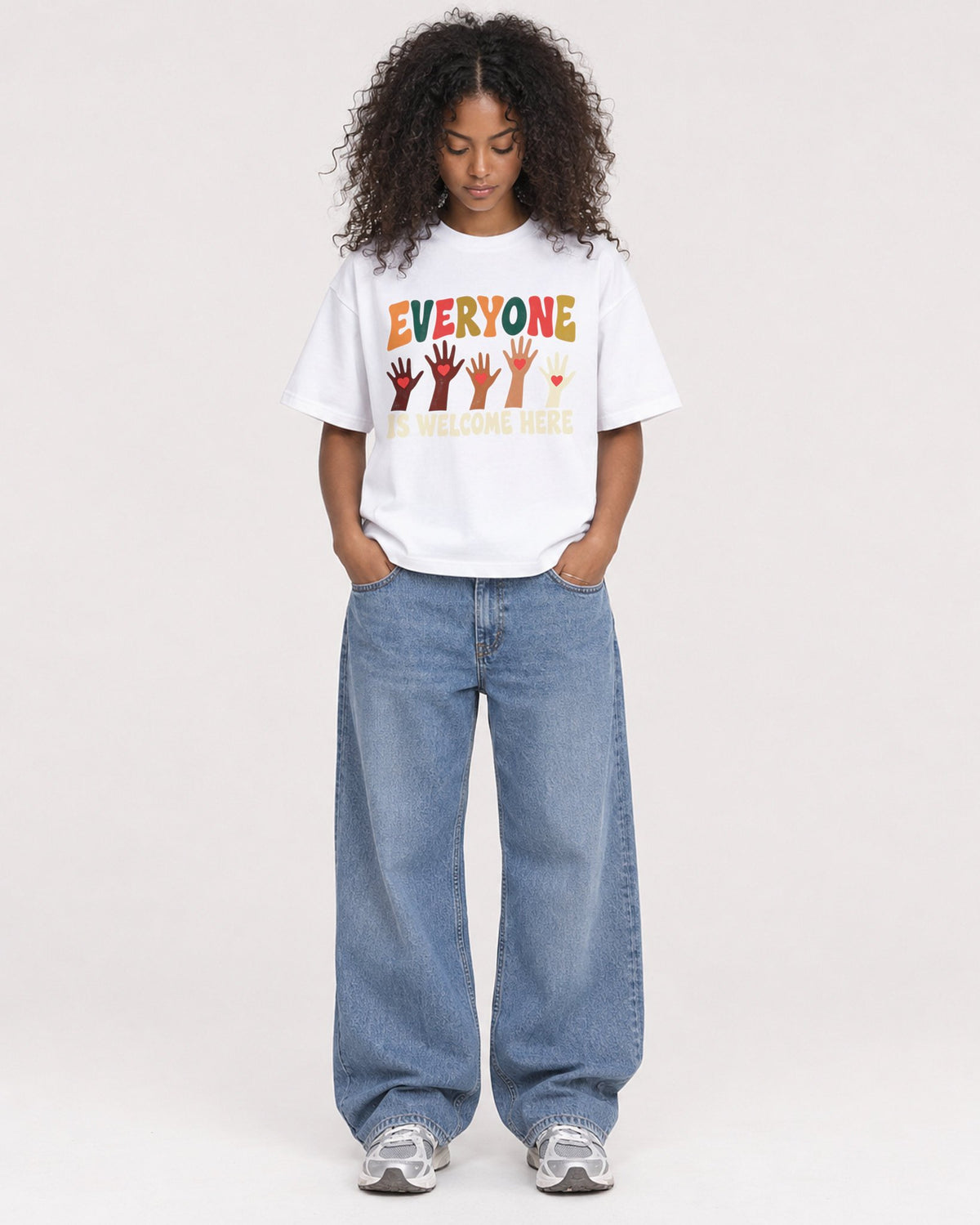 Mockup Boxy Heavyweight Tee White female full-body 05