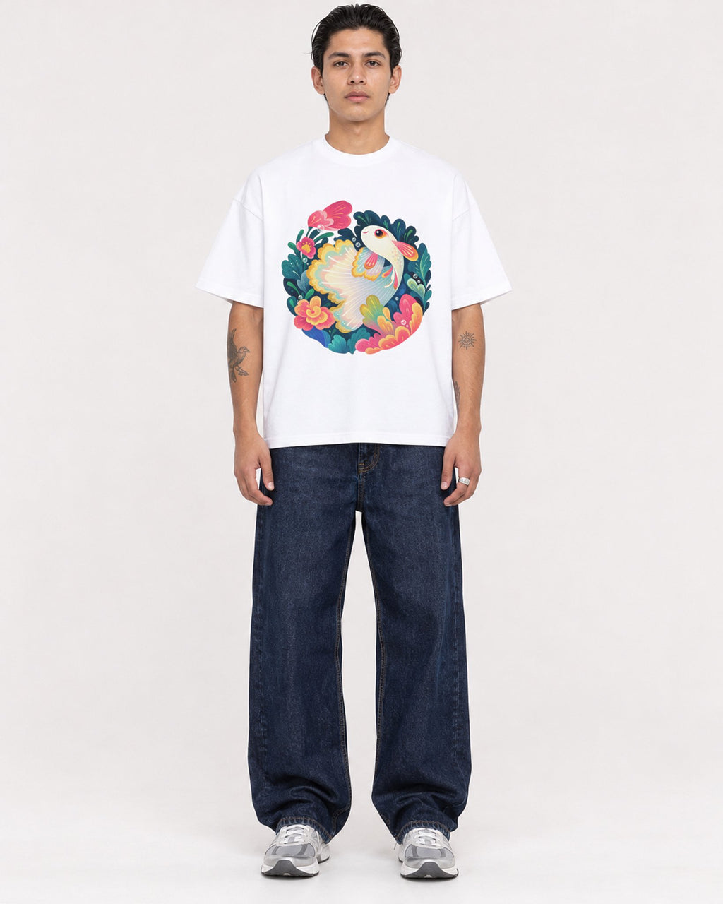 Mockup Boxy Heavyweight Tee White male full-body 36