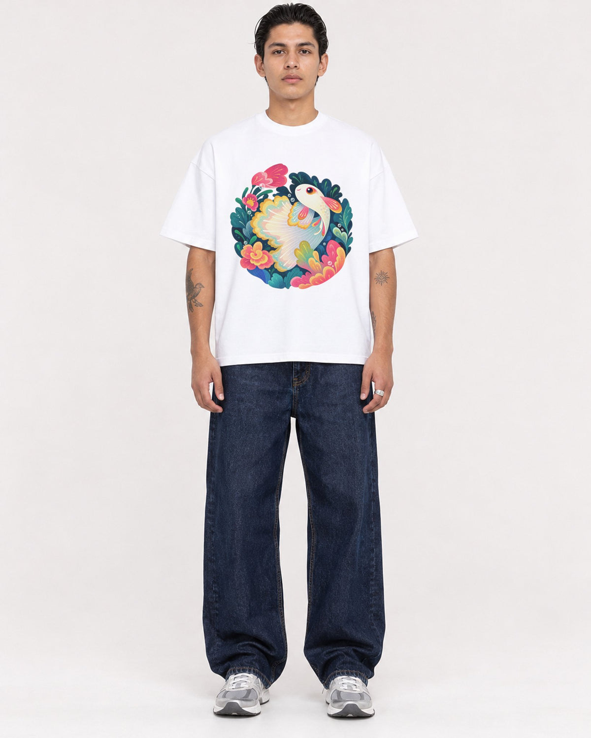 Mockup Boxy Heavyweight Tee White male full-body 36