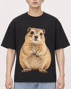 Mockup Boxy Heavyweight Tee Black male close-up 01