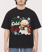 Mockup Boxy Heavyweight Tee Black male close-up 03