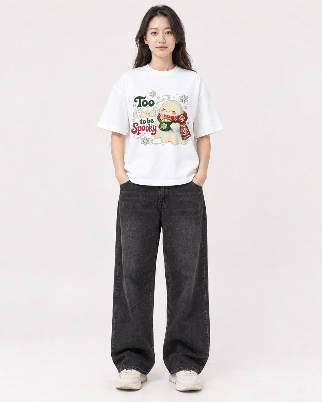 Mockup Boxy Heavyweight Tee White female full-body 03