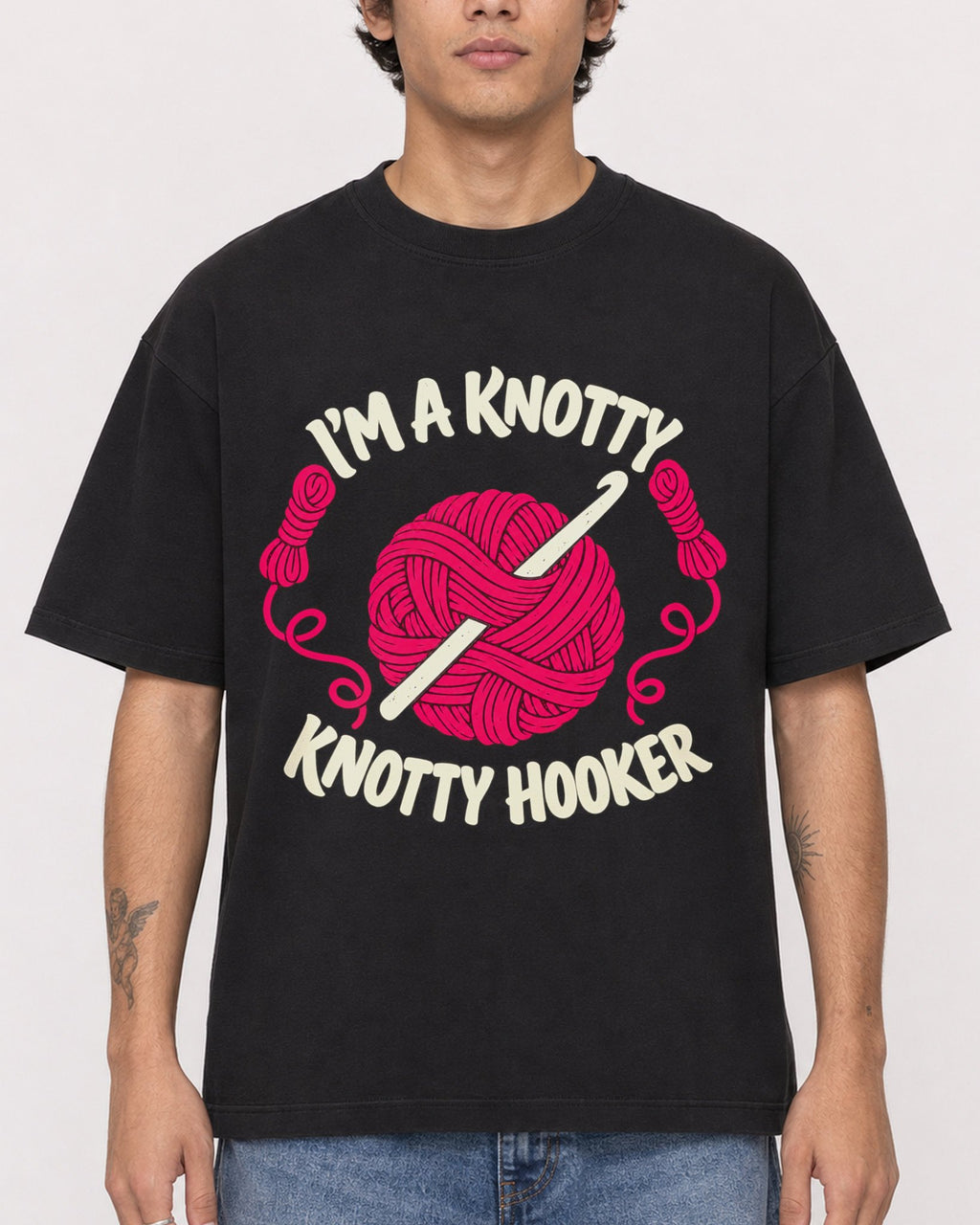 Mockup Boxy Heavyweight Tee Black male close-up 06