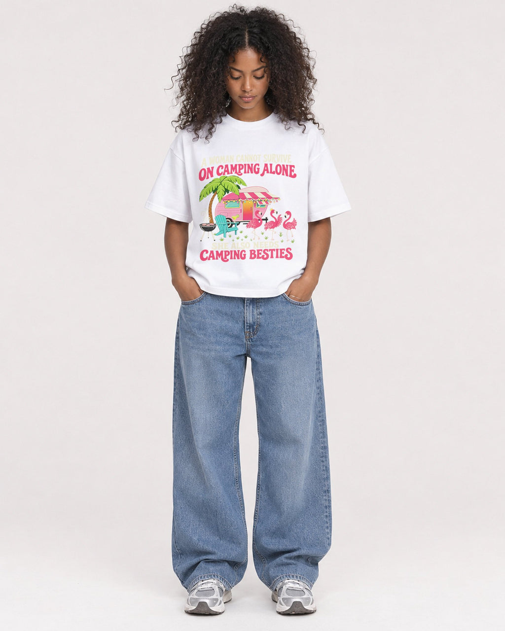 Mockup Boxy Heavyweight Tee White female full-body 05