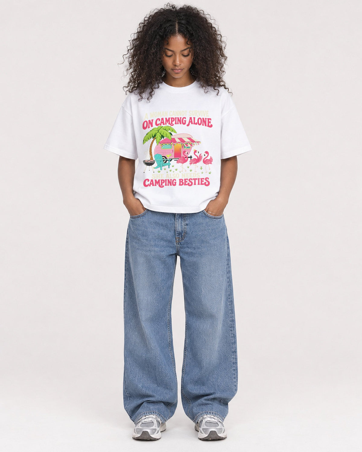 Mockup Boxy Heavyweight Tee White female full-body 05