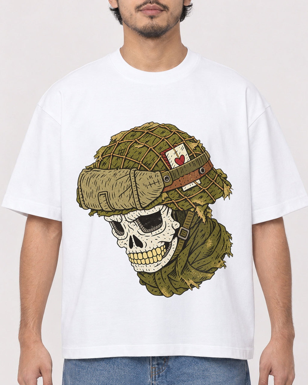 Mockup Boxy Heavyweight Tee White male close-up 02