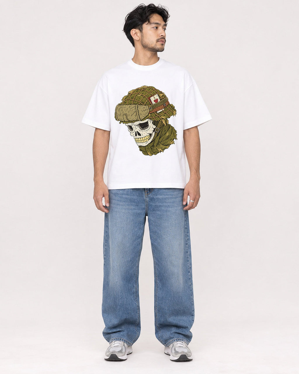 Mockup Boxy Heavyweight Tee White male full-body 02