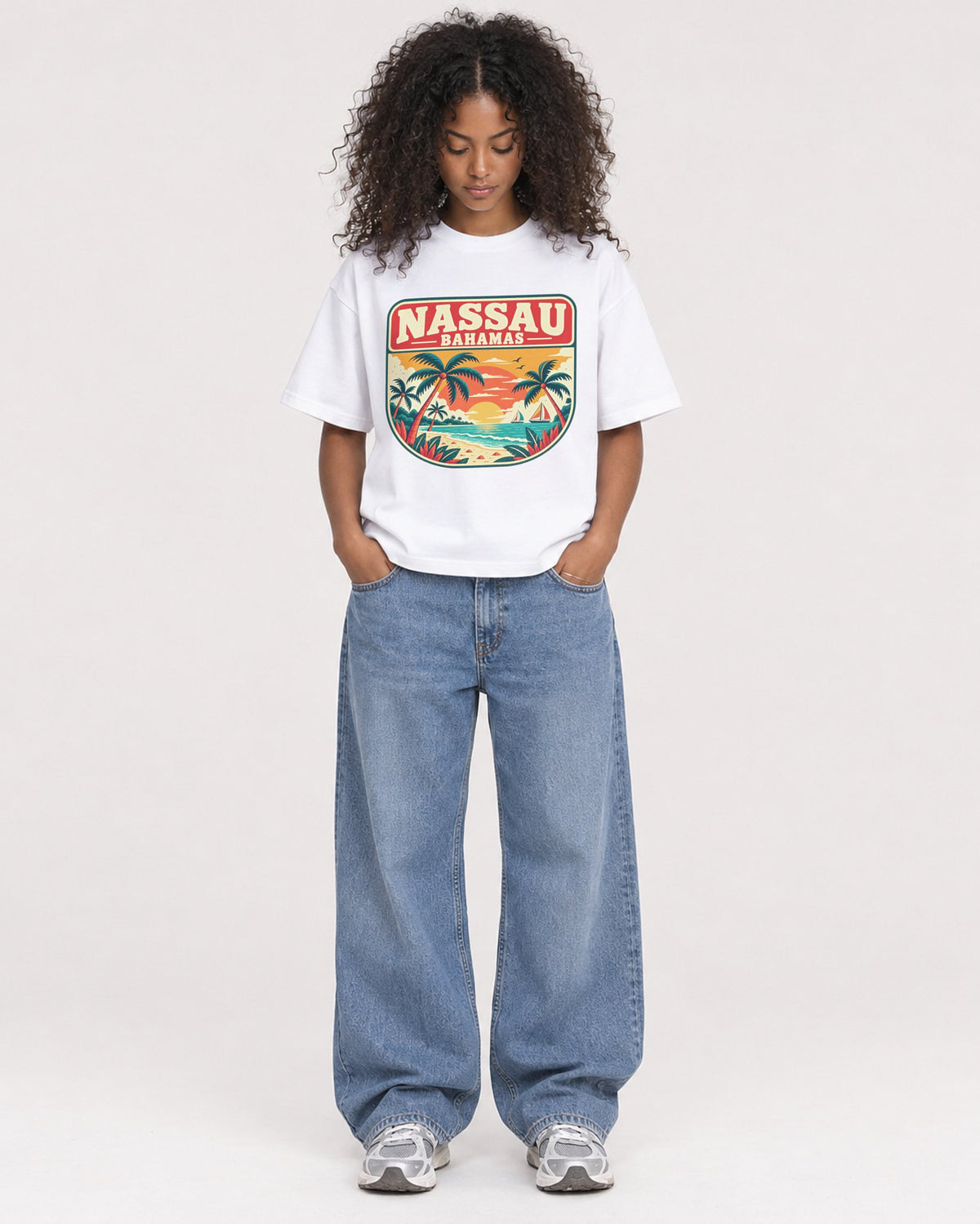 Mockup Boxy Heavyweight Tee White female full-body 05