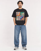 Mockup Boxy Heavyweight Tee Black male full-body 02