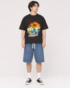 Mockup Boxy Heavyweight Tee Black male full-body 03