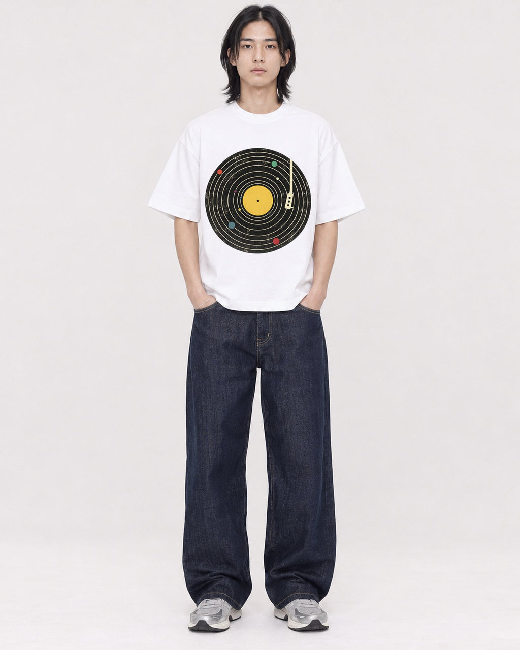 Mockup Boxy Heavyweight Tee White male full-body 41