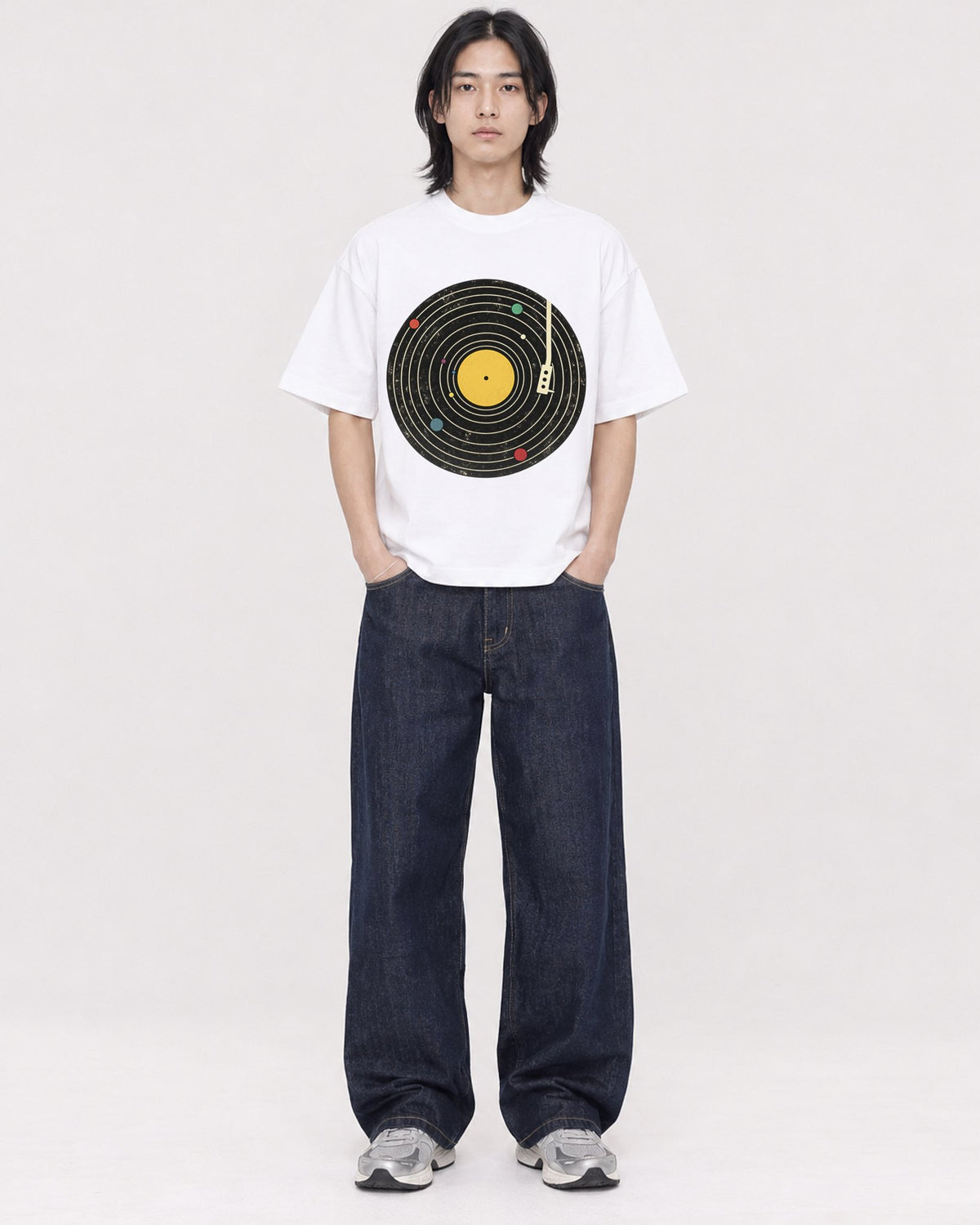 Mockup Boxy Heavyweight Tee White male full-body 41
