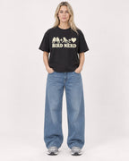 Mockup Boxy Heavyweight Tee Black female full-body 08