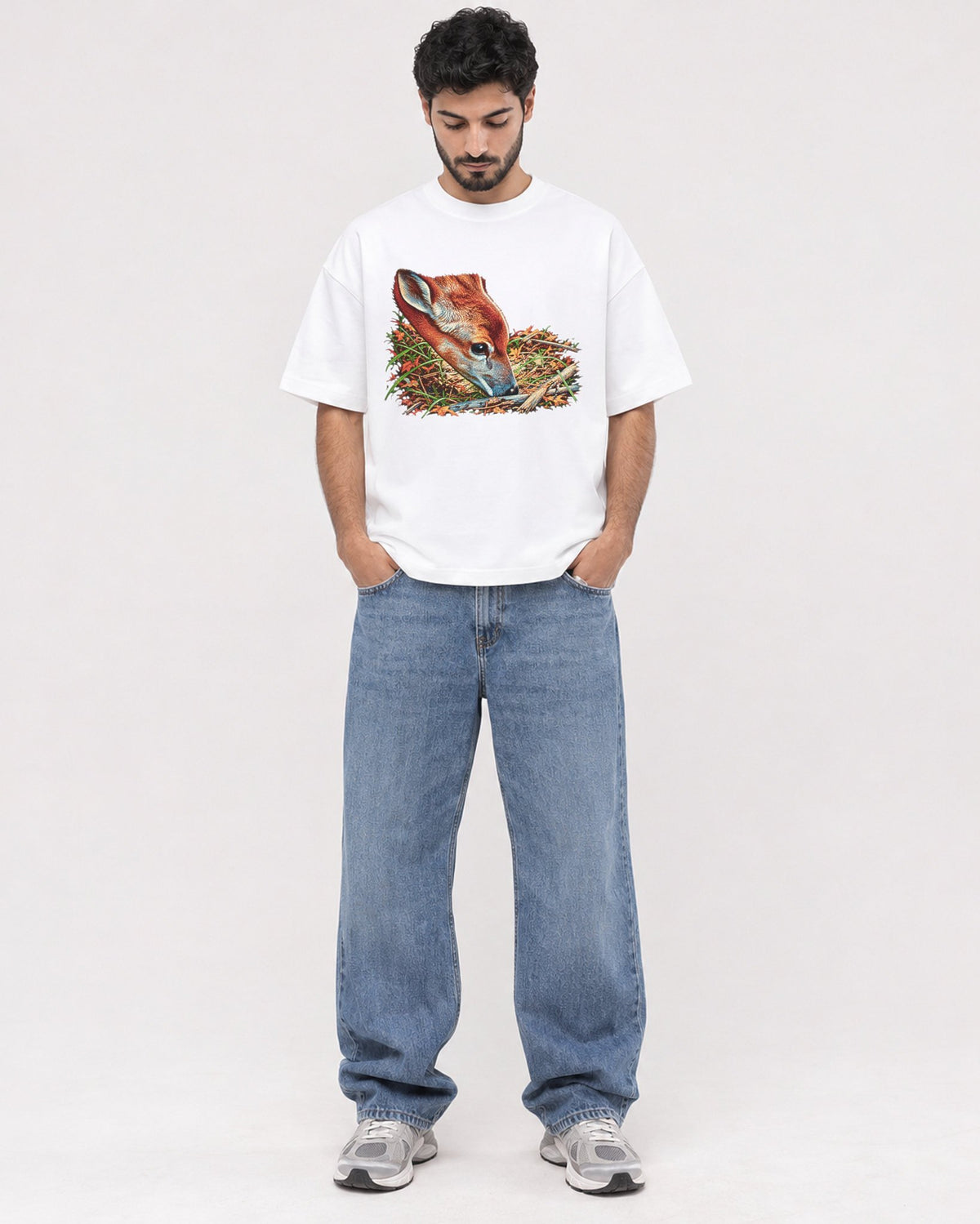 Mockup Boxy Heavyweight Tee White male full-body 07
