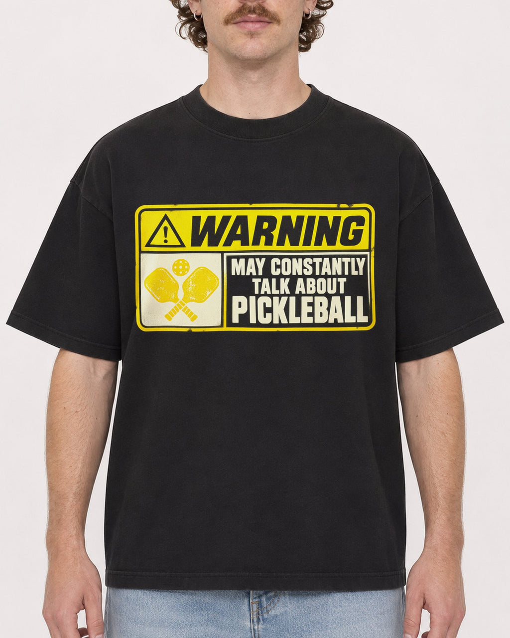 Mockup Boxy Heavyweight Tee Black male close-up 09