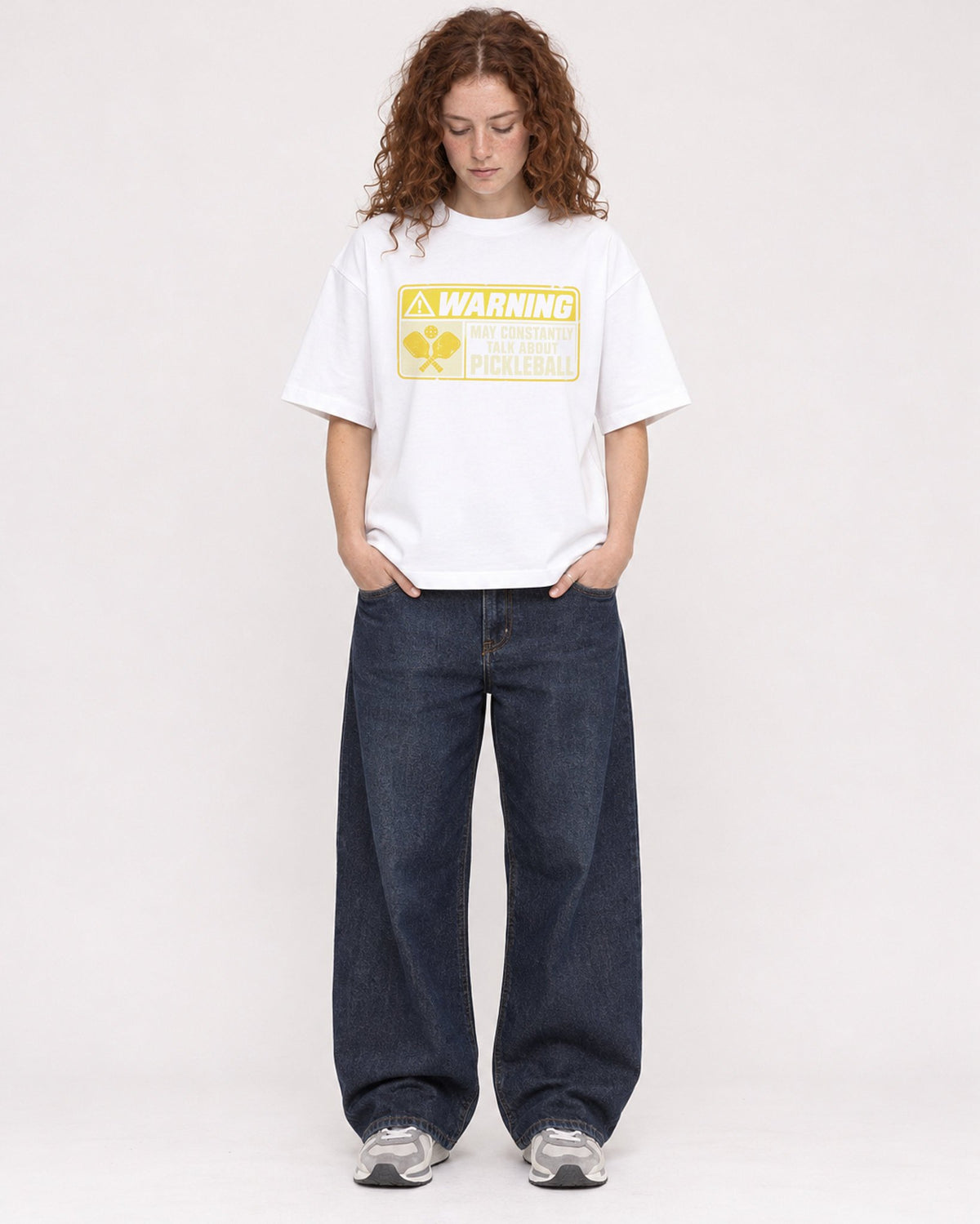Mockup Boxy Heavyweight Tee White female full-body 09