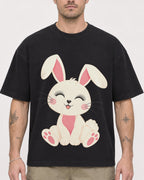 Mockup Boxy Heavyweight Tee Black male close-up 48