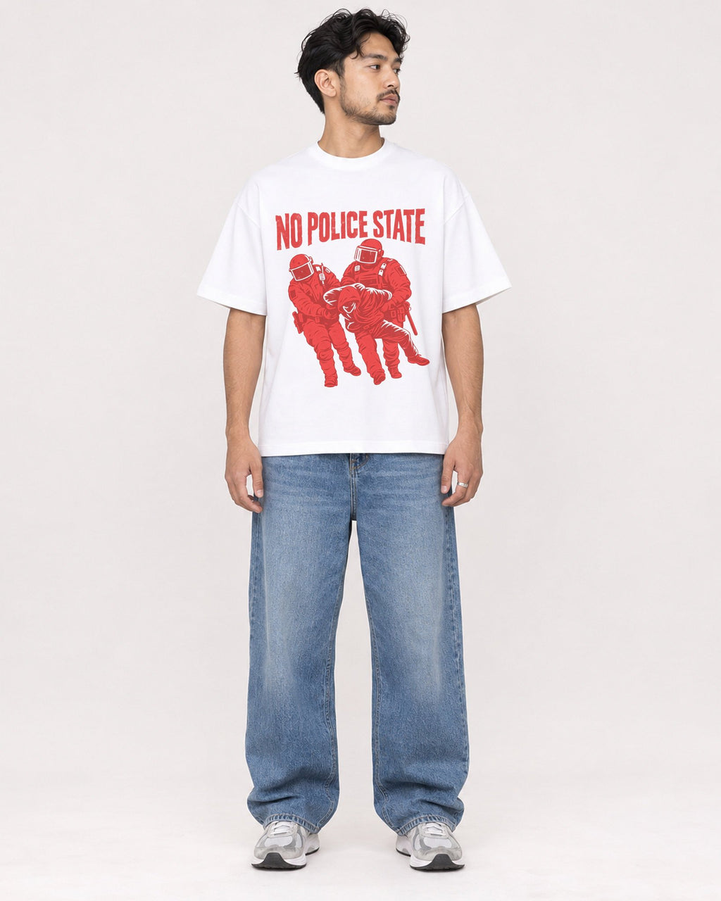 Mockup Boxy Heavyweight Tee White male full-body 02
