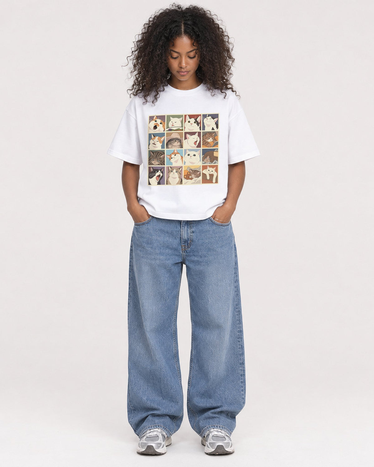 Mockup Boxy Heavyweight Tee White female full-body 05