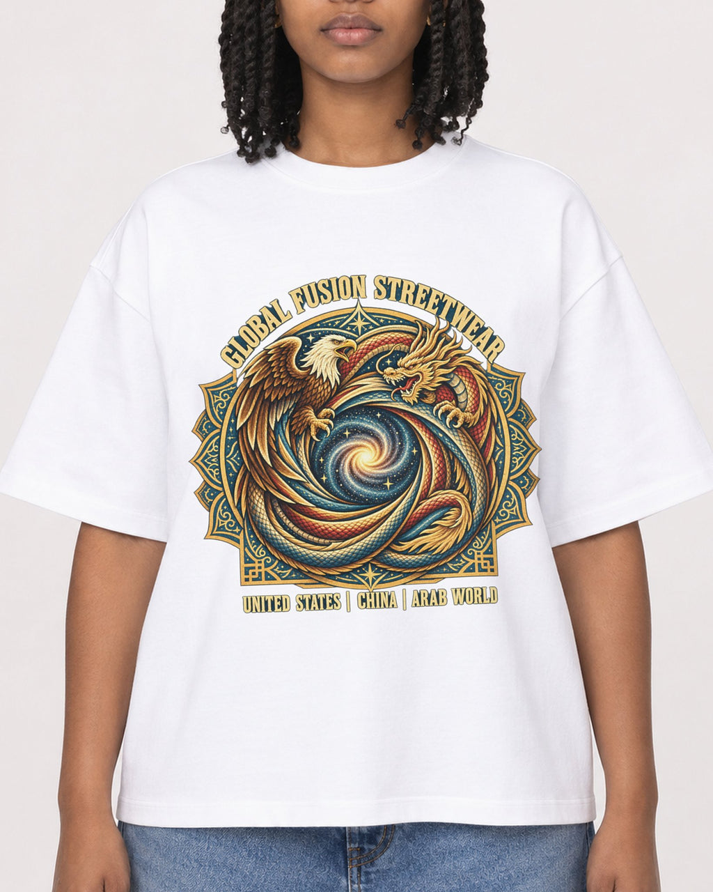 Mockup Boxy Heavyweight Tee White female close-up 15
