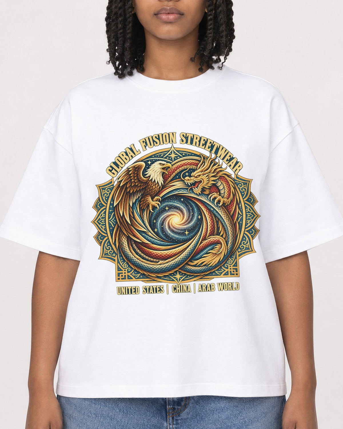 Mockup Boxy Heavyweight Tee White female close-up 15