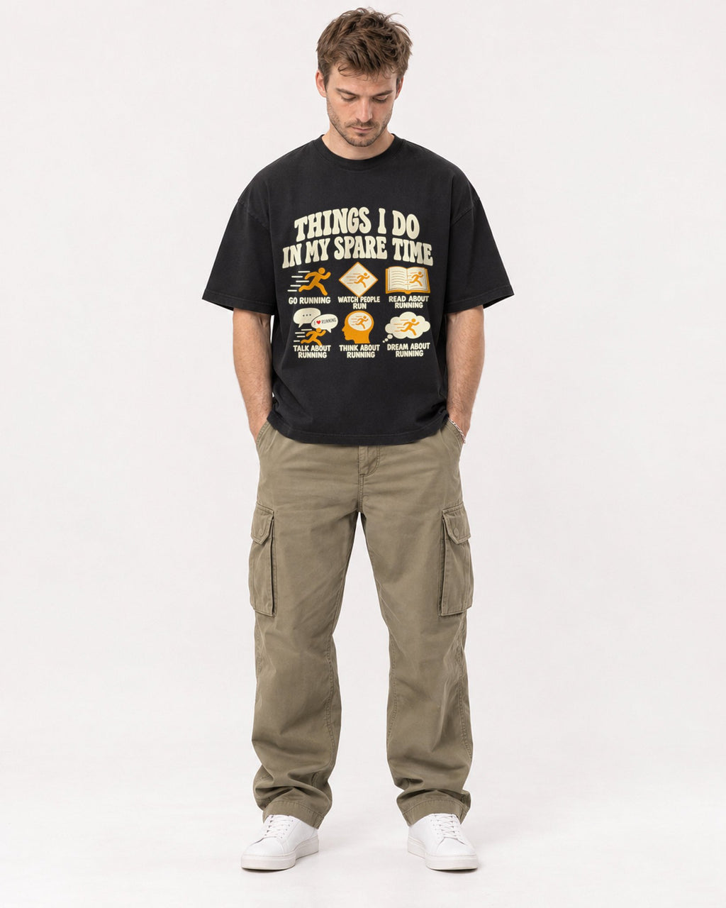 Mockup Boxy Heavyweight Tee Black male full-body 08