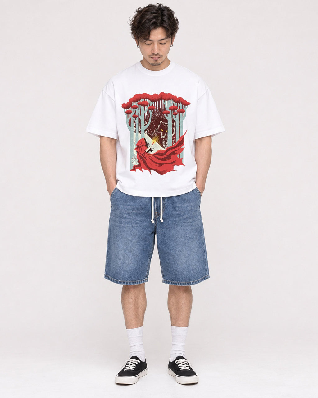 Mockup Boxy Heavyweight Tee White male full-body 03