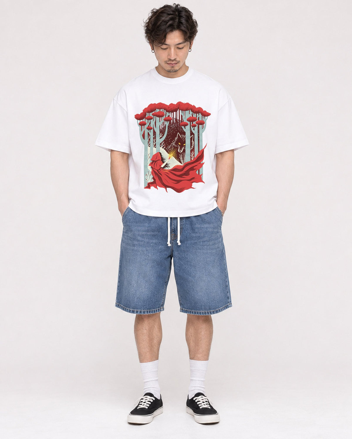 Mockup Boxy Heavyweight Tee White male full-body 03