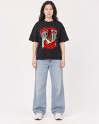 Mockup Boxy Heavyweight Tee Black female full-body 03