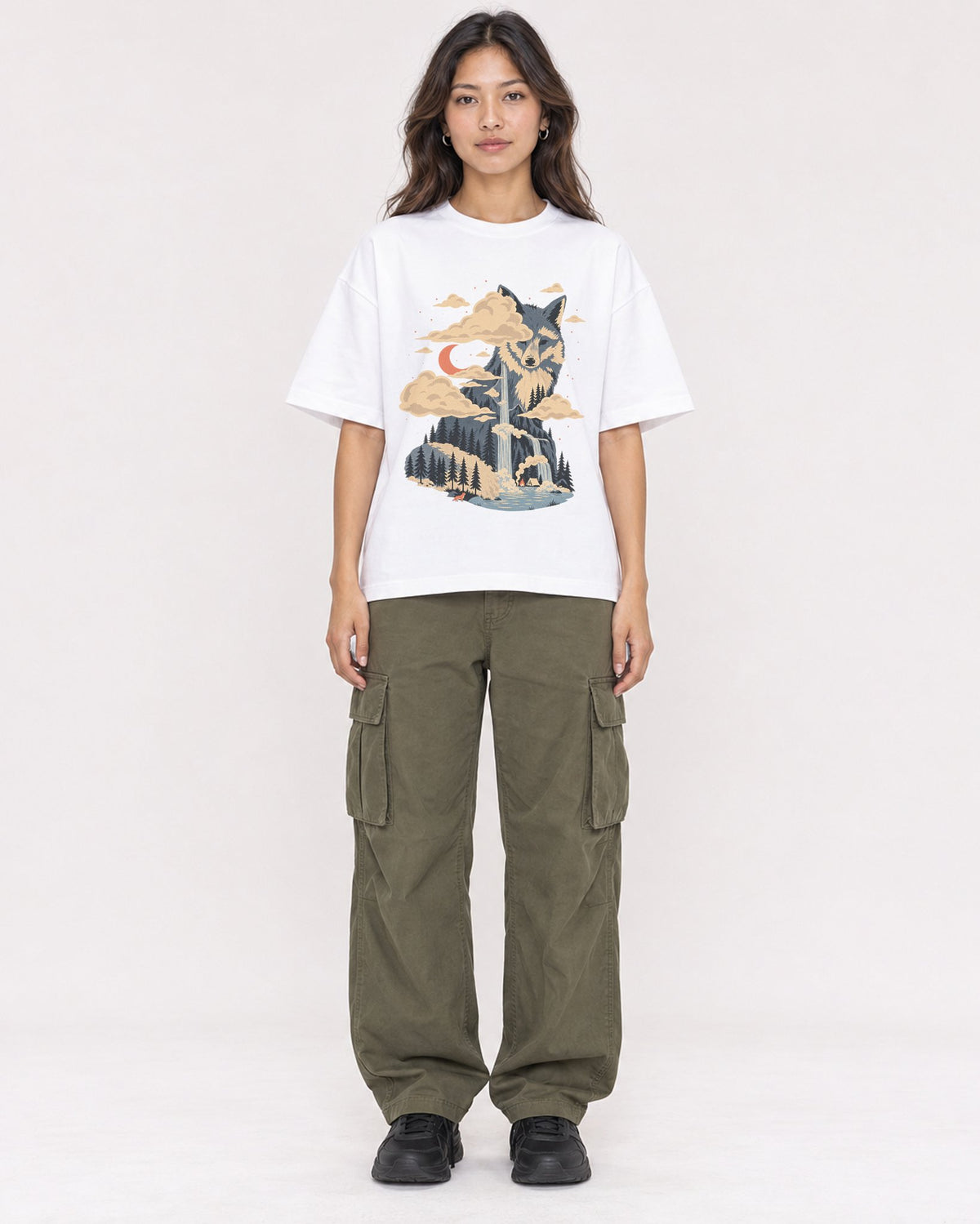 Mockup Boxy Heavyweight Tee White female full-body 02