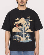 Mockup Boxy Heavyweight Tee Black male close-up 02