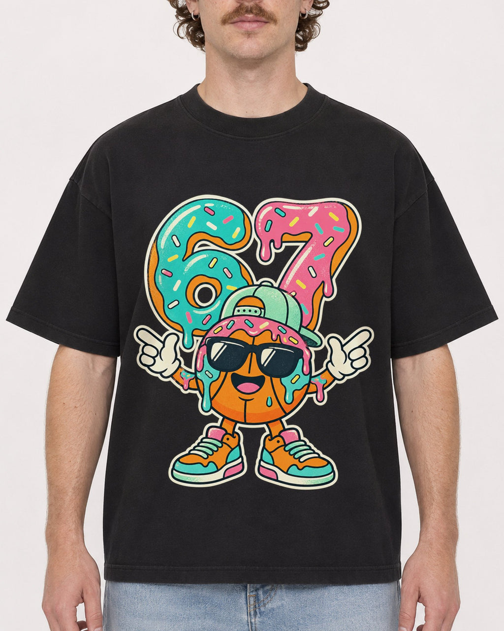 Mockup Boxy Heavyweight Tee Black male close-up 09