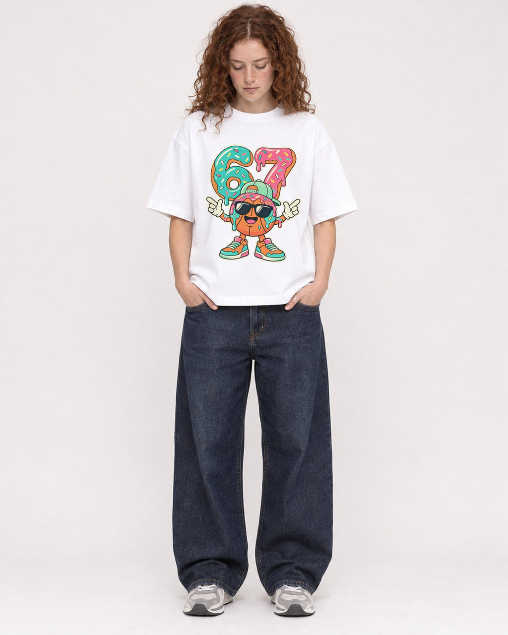 Mockup Boxy Heavyweight Tee White female full-body 09