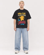 Mockup Boxy Heavyweight Tee Black male full-body 33