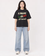 Mockup Boxy Heavyweight Tee Black female full-body 03