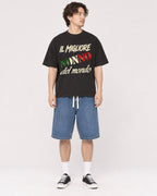 Mockup Boxy Heavyweight Tee Black male full-body 03