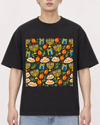 Mockup Boxy Heavyweight Tee Black male close-up 01