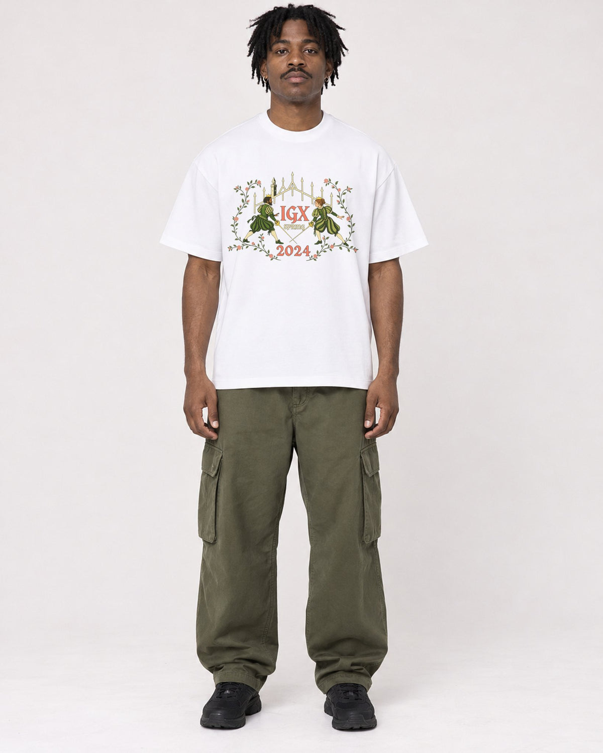 Mockup Boxy Heavyweight Tee White male full-body 04