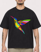 Mockup Boxy Heavyweight Tee Black male close-up 12