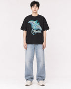 Mockup Boxy Heavyweight Tee Black male full-body 01