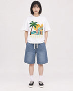 Mockup Boxy Heavyweight Tee White female full-body 11