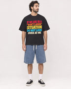 Mockup Boxy Heavyweight Tee Black male full-body 47