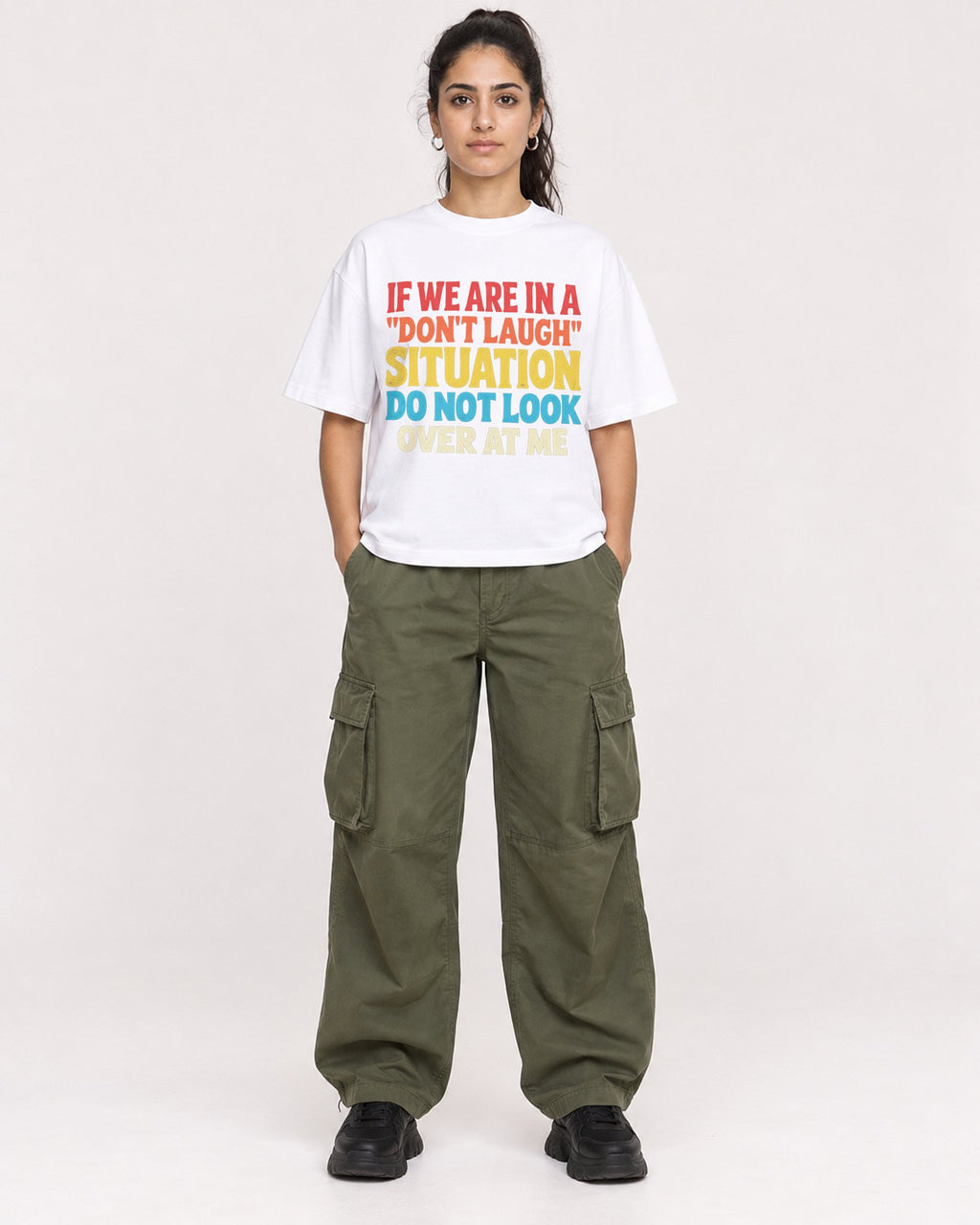 Mockup Boxy Heavyweight Tee White female full-body 47
