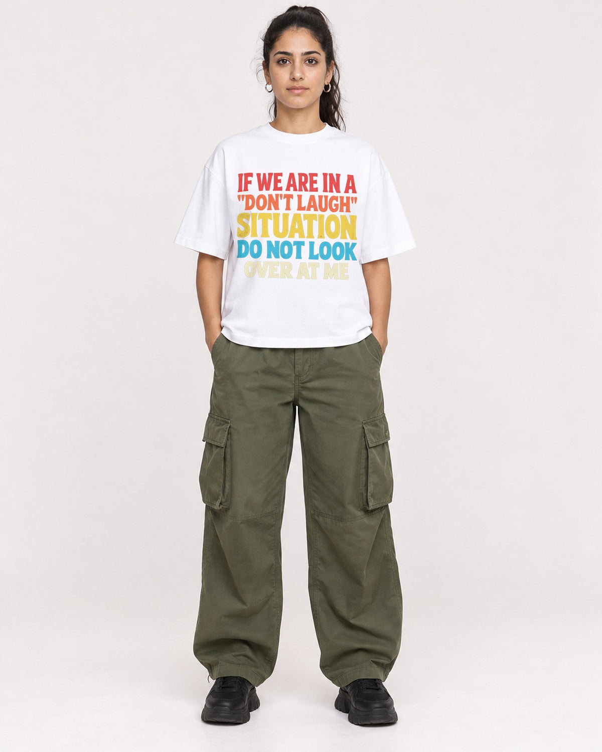 Mockup Boxy Heavyweight Tee White female full-body 47
