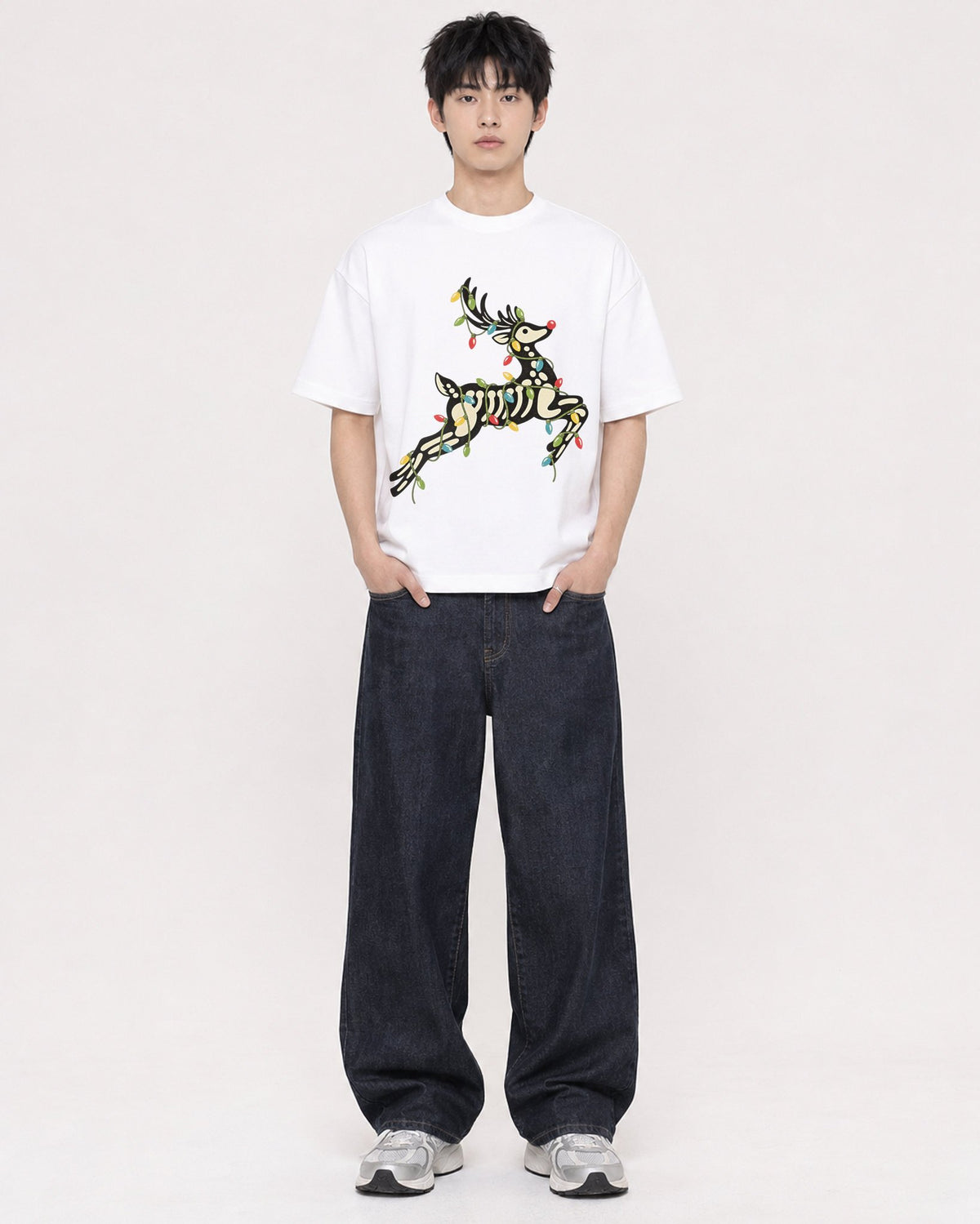 Mockup Boxy Heavyweight Tee White male full-body 01