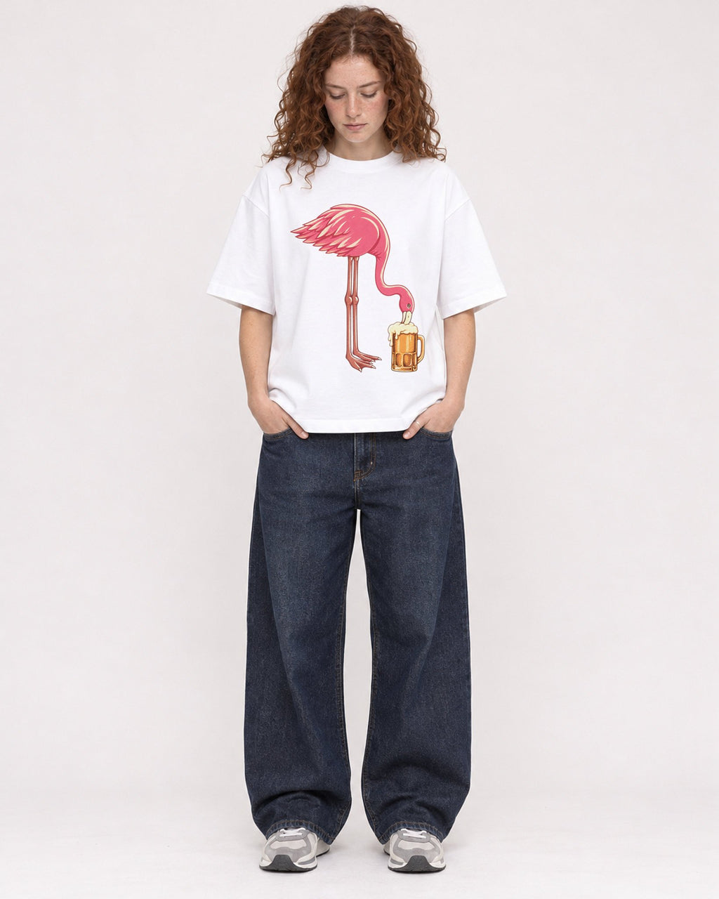 Mockup Boxy Heavyweight Tee White female full-body 09