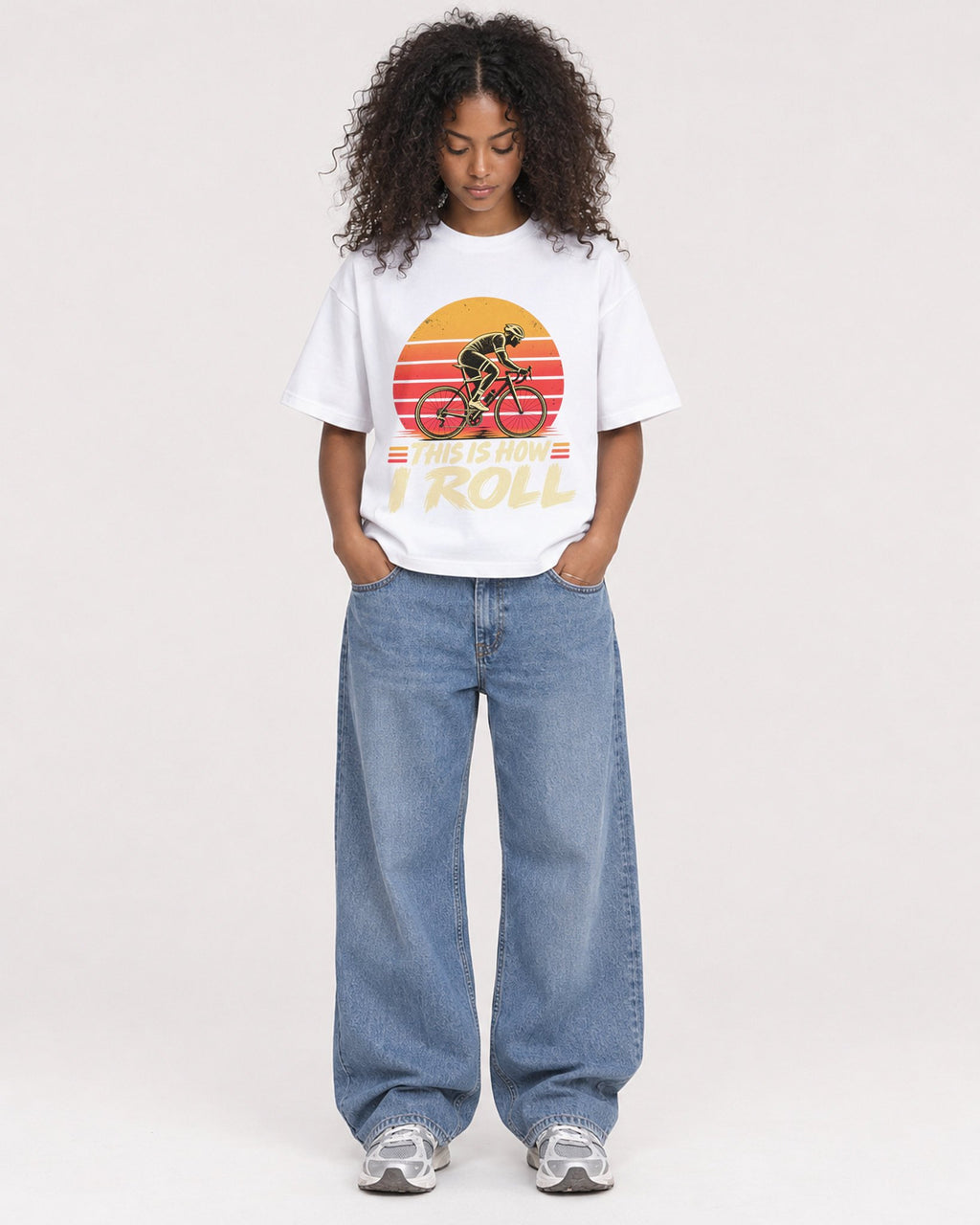 Mockup Boxy Heavyweight Tee White female full-body 05